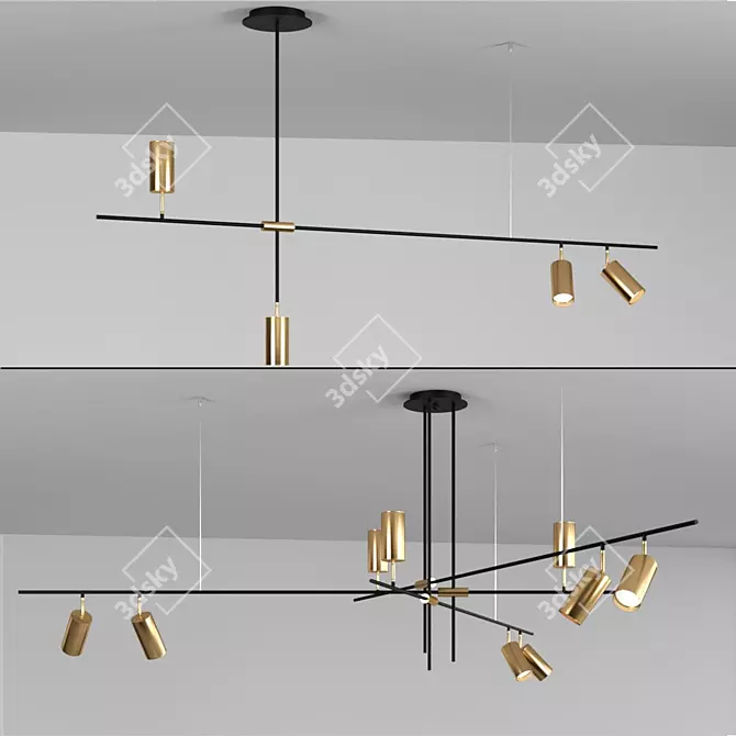 Sleek Swivel Shade Chandelier 3D model image 3