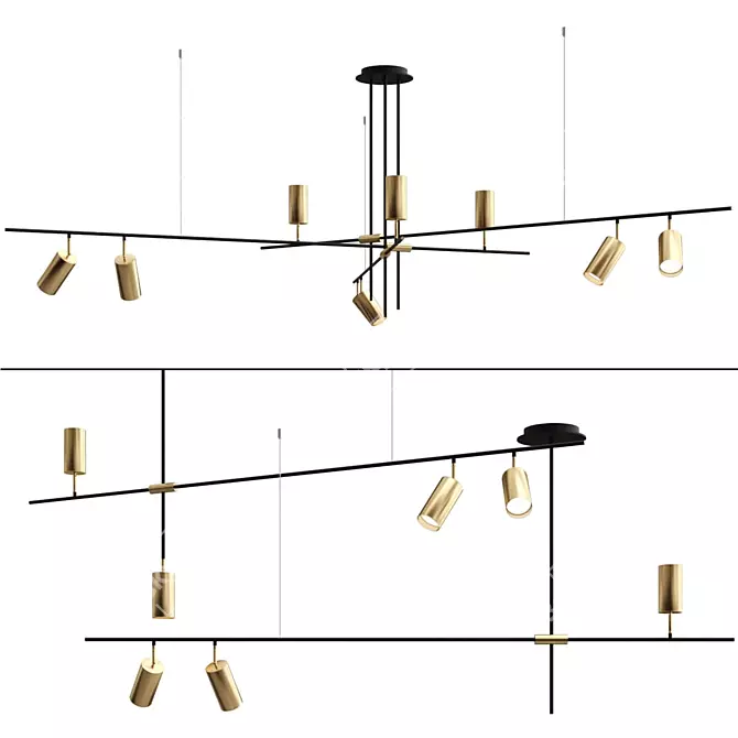 Sleek Swivel Shade Chandelier 3D model image 5