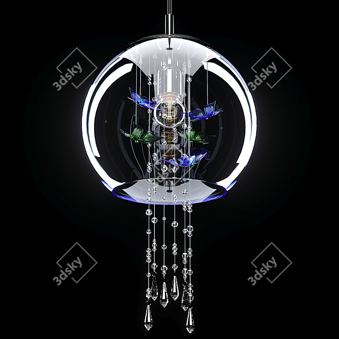 Elegant Papillon Art Glass Lamp 3D model image 1