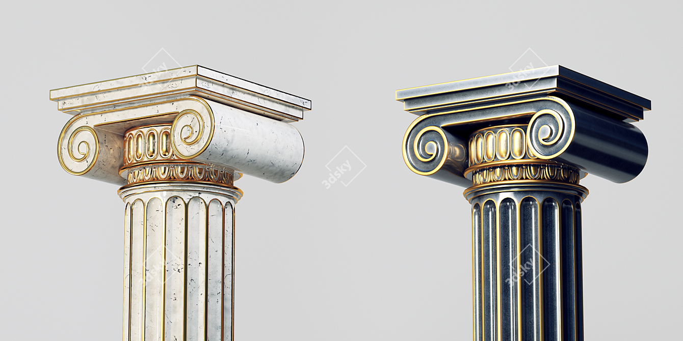 Elegant Classic Column - Black & Gold/White & Gold 3D model image 3