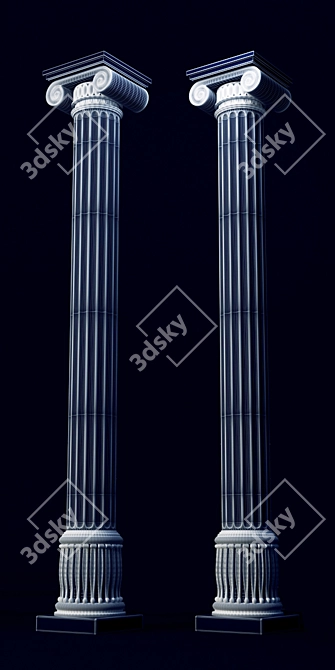 Elegant Classic Column - Black & Gold/White & Gold 3D model image 4