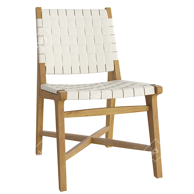 Elegant White Woven Leather Chair 3D model image 1