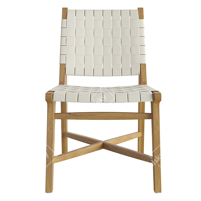 Elegant White Woven Leather Chair 3D model image 2