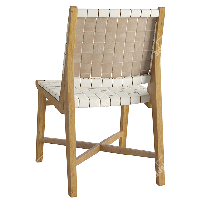 Elegant White Woven Leather Chair 3D model image 3