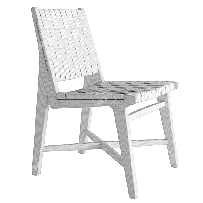 Elegant White Woven Leather Chair 3D model image 4