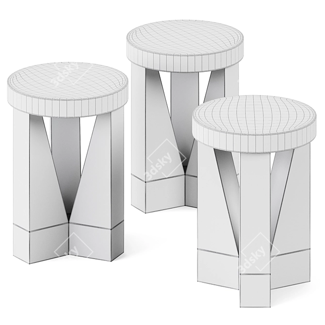 Modern Oak Stool: Cugino by Mattiazzi 3D model image 2