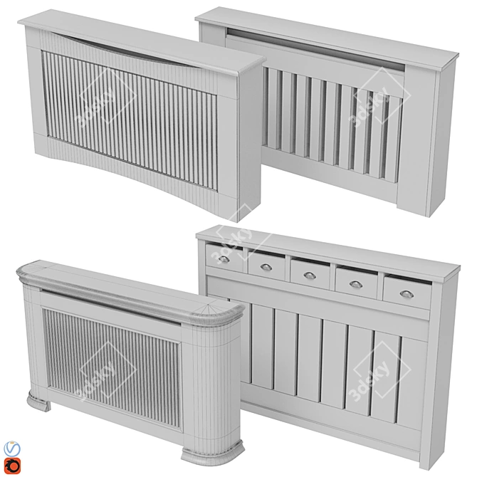 Elegant Radiator Screen Set 3D model image 2