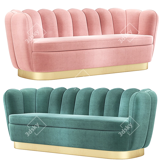 Elegant Mirage Velvet Sofa 3D model image 3