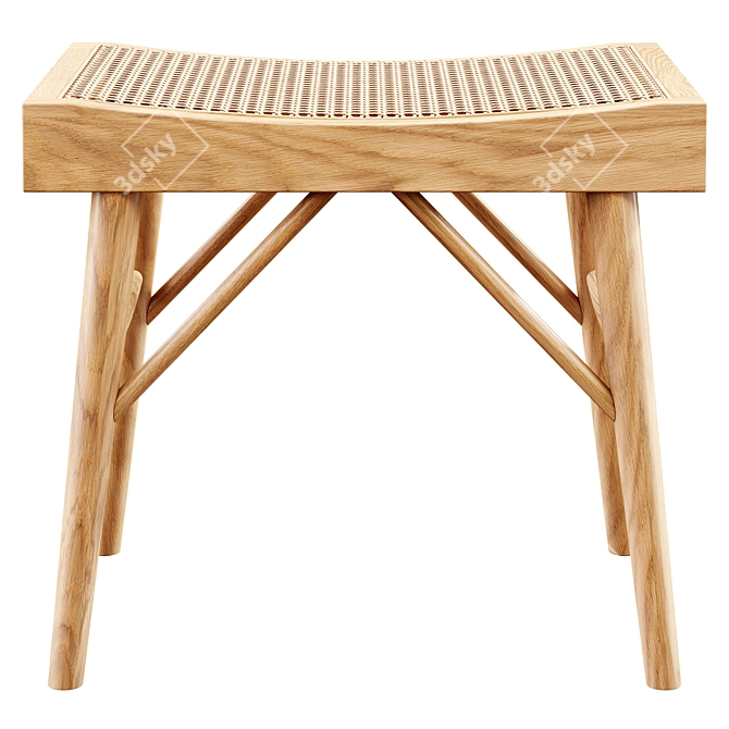 Zara Home Wood and Rattan Bench - Small 3D model image 1