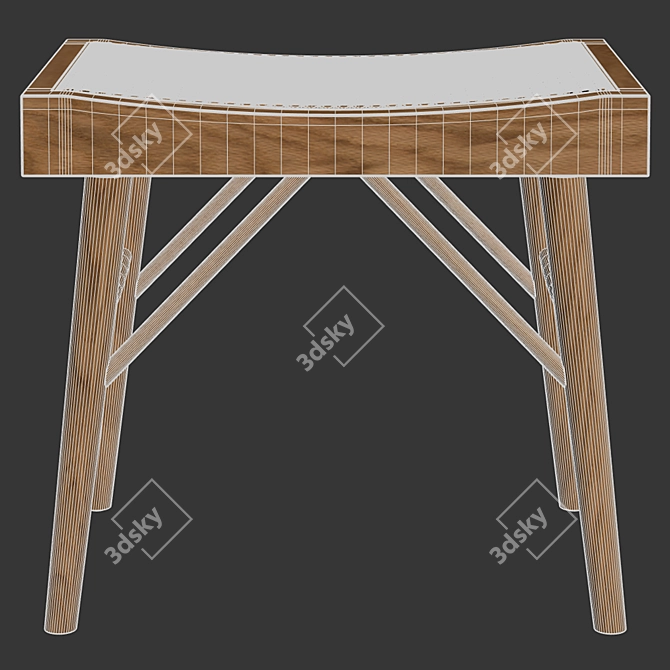 Zara Home Wood and Rattan Bench - Small 3D model image 3