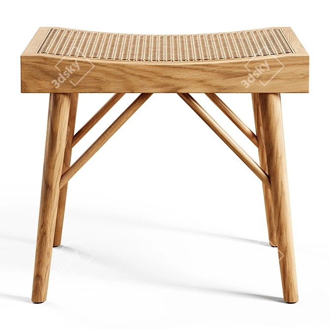 Zara Home Wood and Rattan Bench - Small 3D model image 7