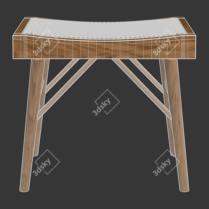 Zara Home Wood and Rattan Bench - Small 3D model image 8