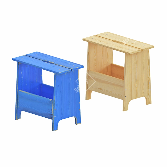 IKEA Pine Table & Storage Bench 3D model image 2