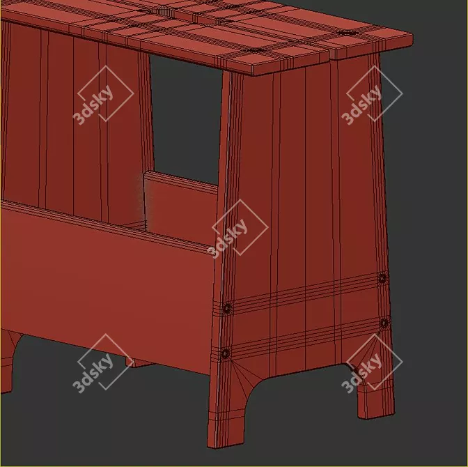 IKEA Pine Table & Storage Bench 3D model image 5