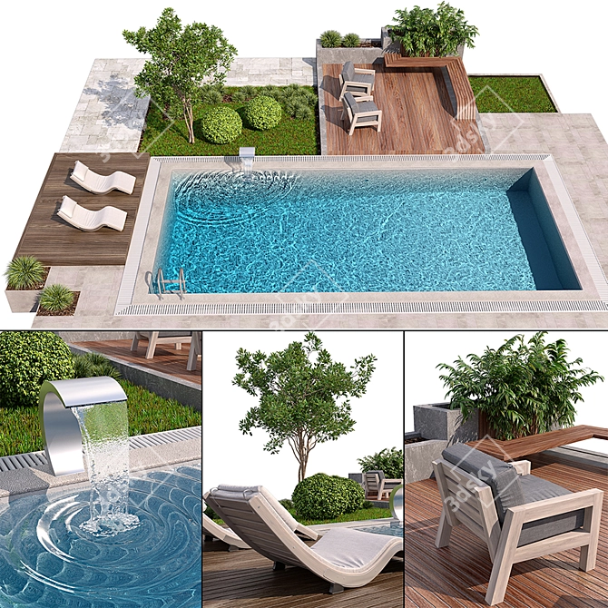 Luxury Pool Paradise: Corona 3D Model 3D model image 1