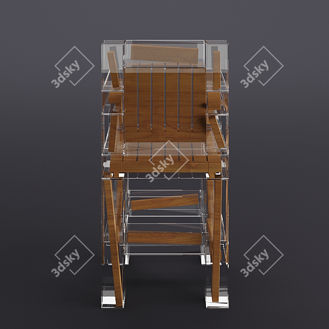 Elegant Wood & Glass Chair 3D model image 5