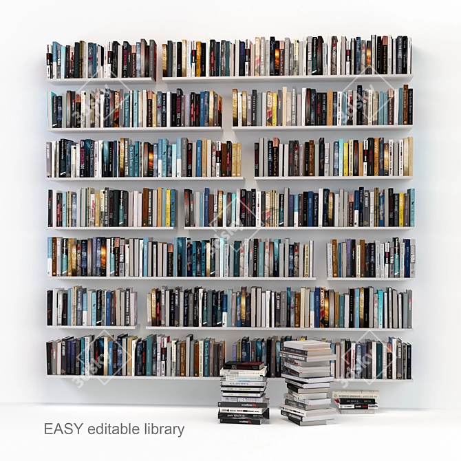 Title: Customizable Book Rows 3D model image 1