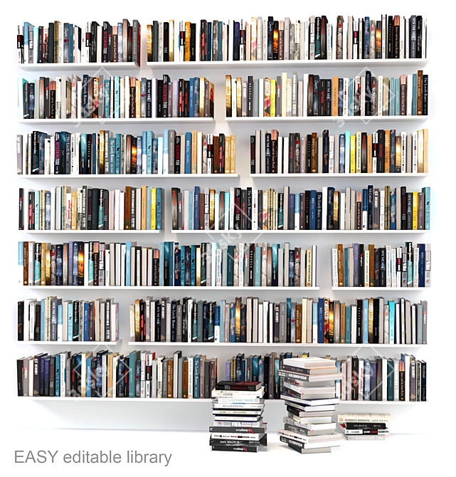 Title: Customizable Book Rows 3D model image 7