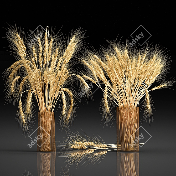 Elegant Wheat Spikelet Bouquet 3D model image 1