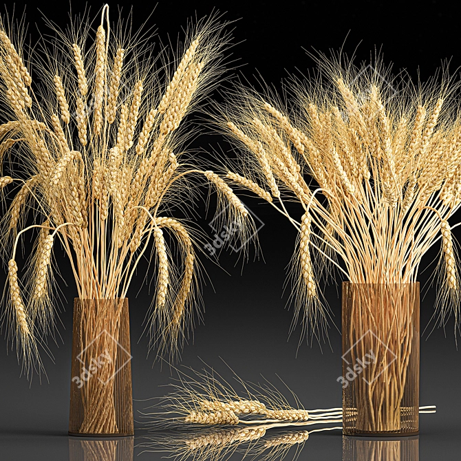 Elegant Wheat Spikelet Bouquet 3D model image 3
