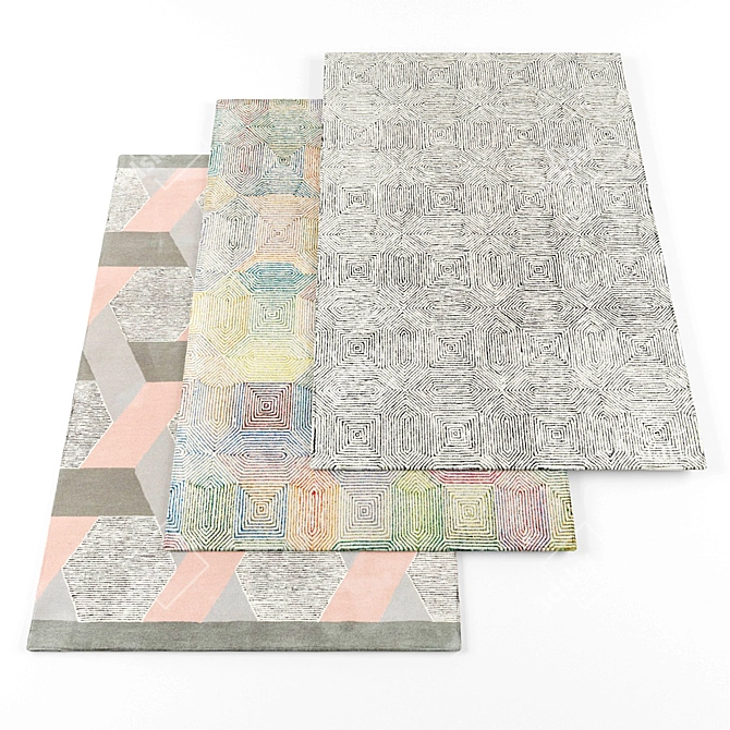 8-Piece Modern Rugs Set 3D model image 1