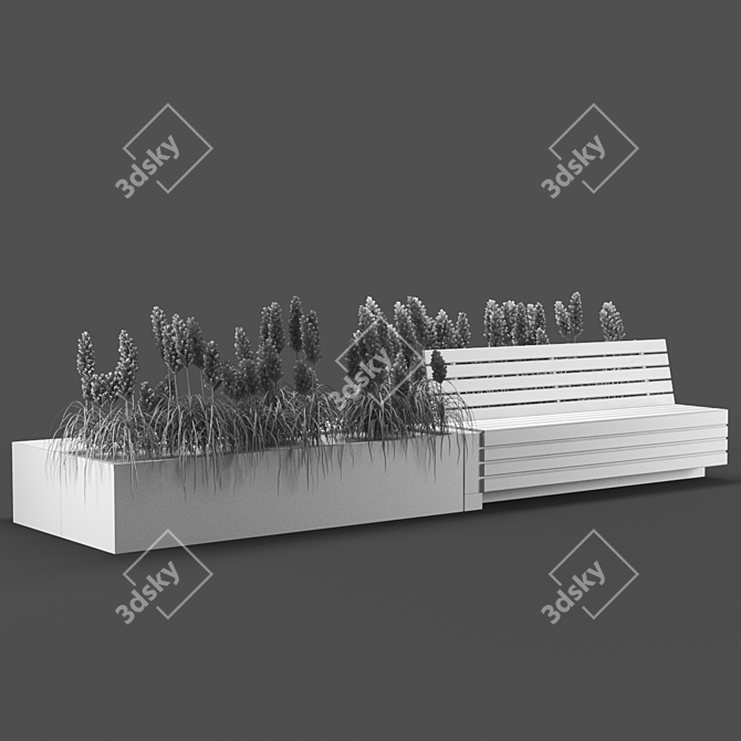 Sleek Steel Bench 3D model image 3