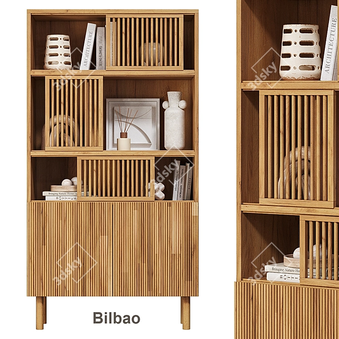 BILBAO Oak Bookcase: Modern Design, Functionality 3D model image 1