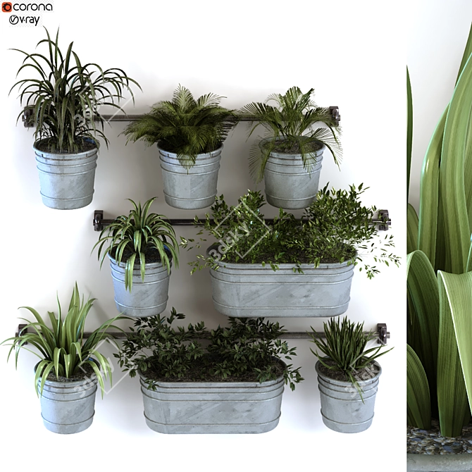 Modern Plant in Vase Set 3D model image 1