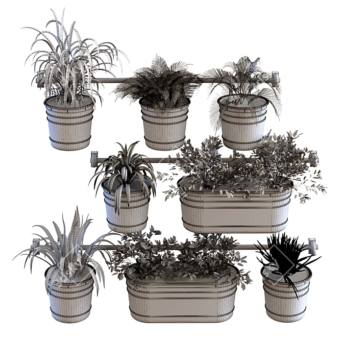Modern Plant in Vase Set 3D model image 6