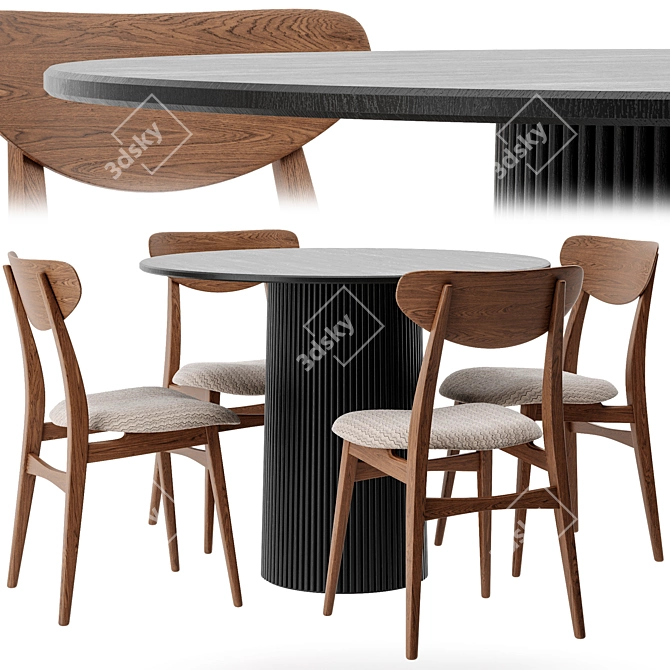 Title: Contemporary Dining Table Set 3D model image 1