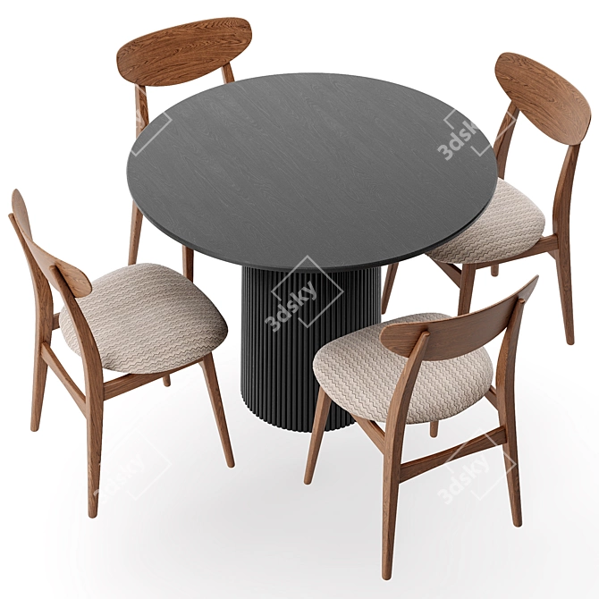 Title: Contemporary Dining Table Set 3D model image 2
