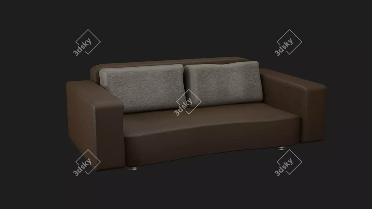 Sleek Leather Sofa 3D model image 1