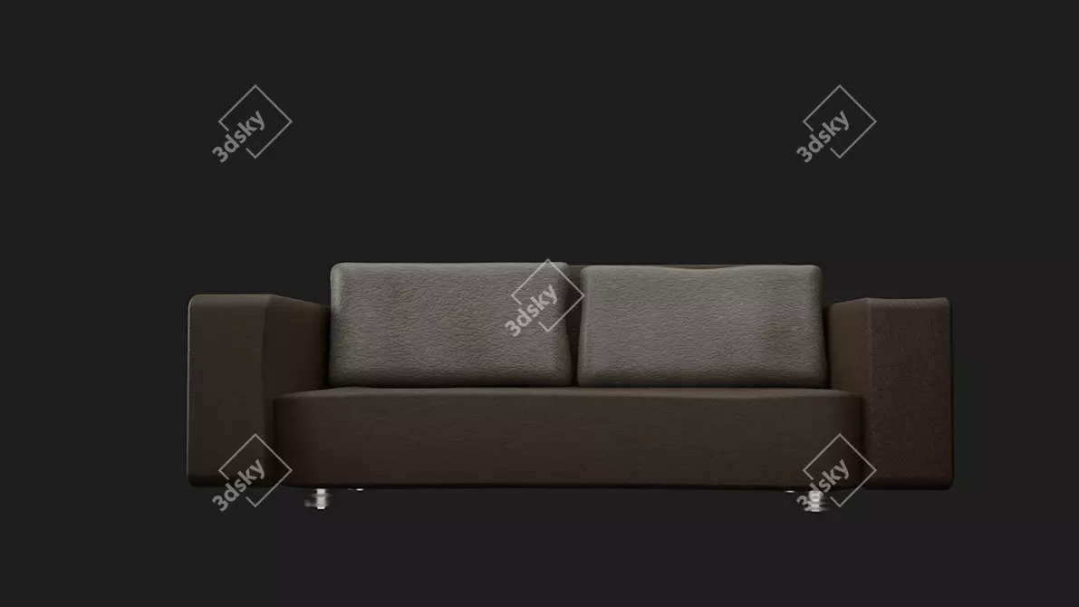 Sleek Leather Sofa 3D model image 3