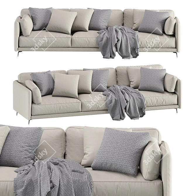 Krisby 3 Seat Modern Sofa 3D model image 1