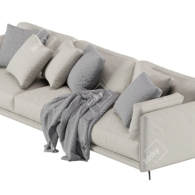 Krisby 3 Seat Modern Sofa 3D model image 3