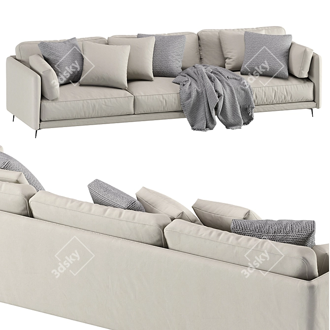 Krisby 3 Seat Modern Sofa 3D model image 4