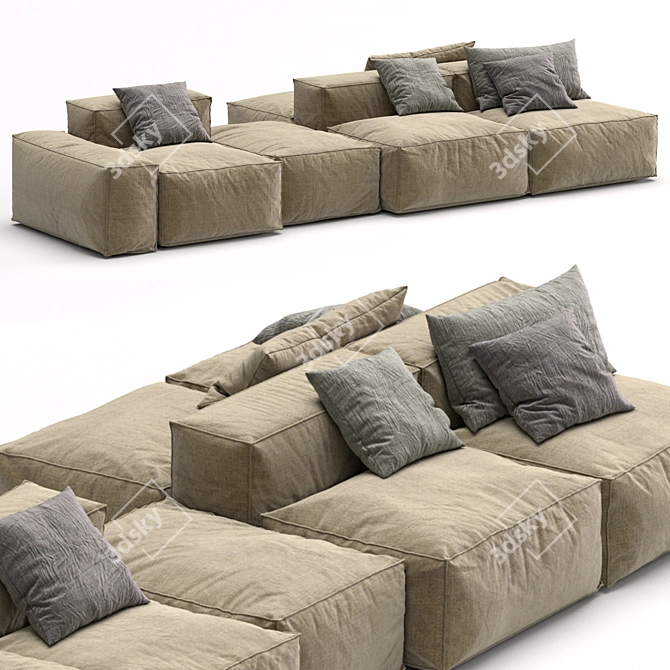 Peanut B Sectional Sofa: Stylish & Versatile 3D model image 1