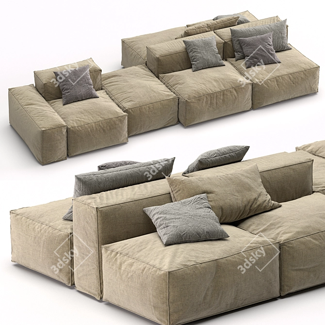 Peanut B Sectional Sofa: Stylish & Versatile 3D model image 2