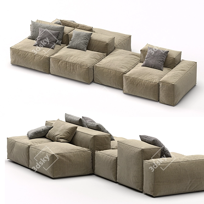 Peanut B Sectional Sofa: Stylish & Versatile 3D model image 6