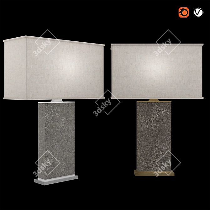 Luxe Shagreen Rectangular Lamp 3D model image 5