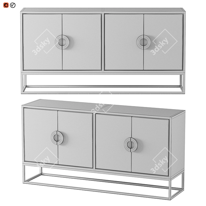 Modern Rustic Iron Sideboard in Black/Gold - 160cm 3D model image 2