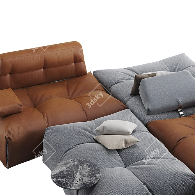 Modular Tab Sofa with Adjustable Seats, Backs, Armrests, and Tables 3D model image 3