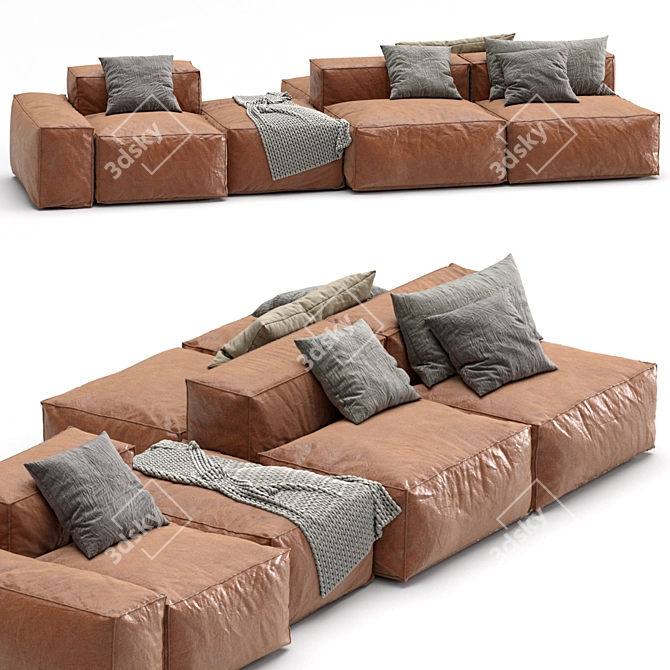 Bonaldo PEANUT B Leather Sofa 3D model image 5