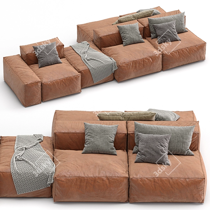 Bonaldo PEANUT B Leather Sofa 3D model image 6