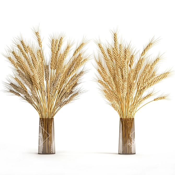 Rustic Wheat Spikelet Bouquet 3D model image 1