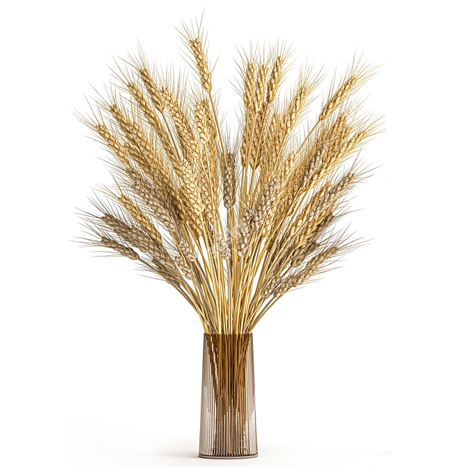 Rustic Wheat Spikelet Bouquet 3D model image 2