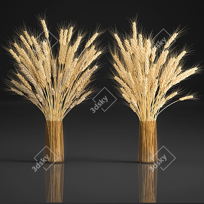 Rustic Wheat Spikelet Bouquet 3D model image 4