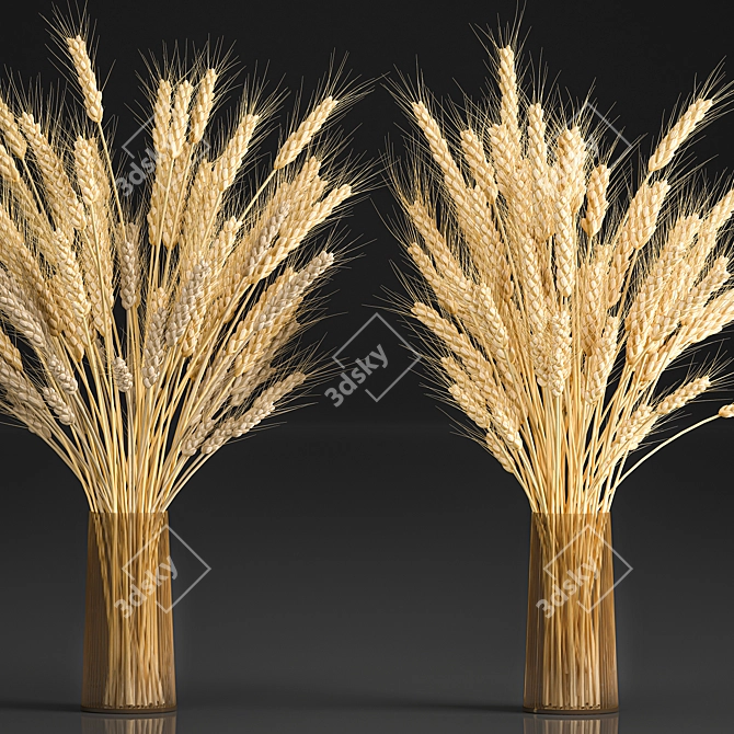 Rustic Wheat Spikelet Bouquet 3D model image 5