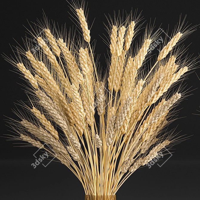 Rustic Wheat Spikelet Bouquet 3D model image 6