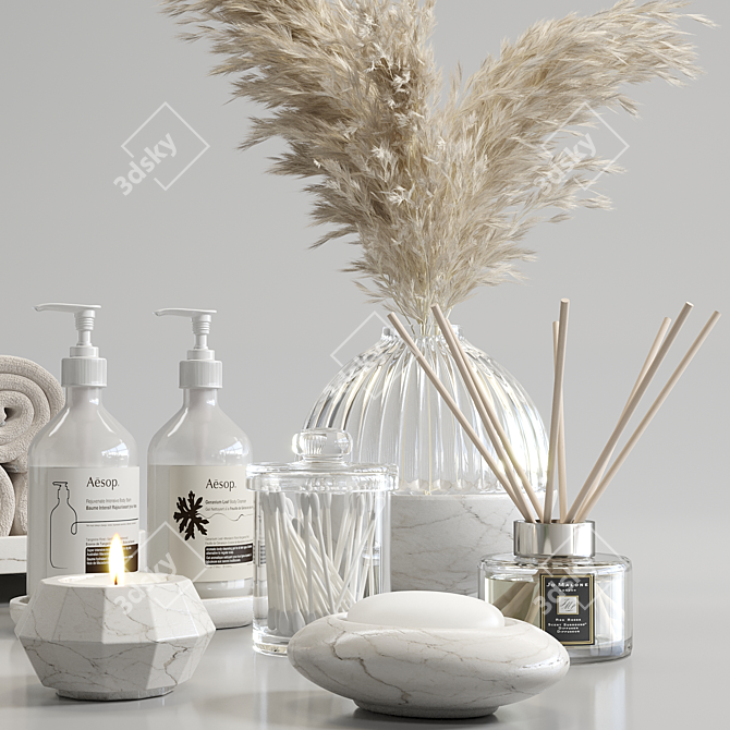 Modern Bathroom Accessories Set 3D model image 3